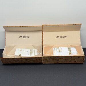 Costa Del Mar Brown Tan Flip Cork Sunglasses Case Set of 2 Pouch NOTE